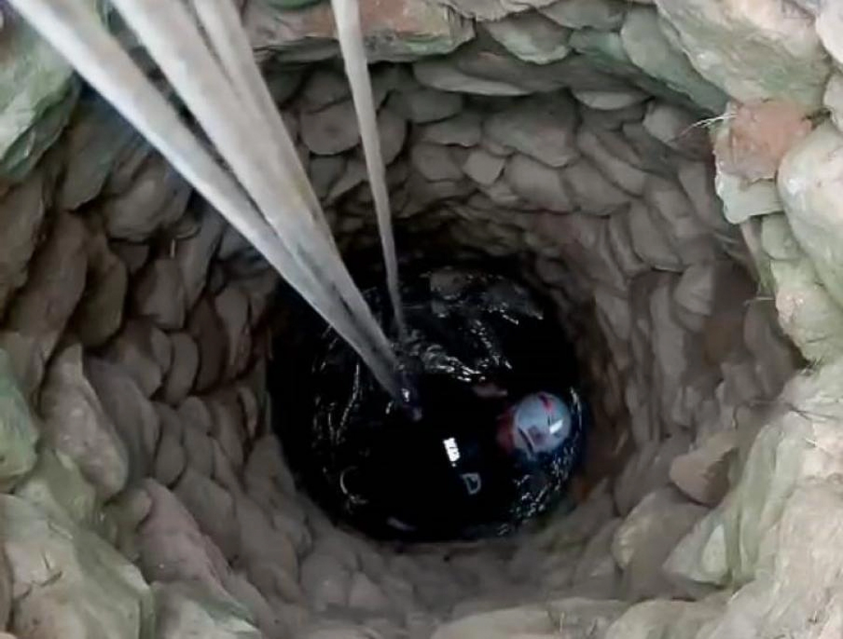 Kurt köpeği kuyuya düştü