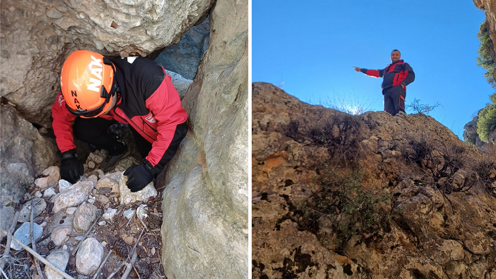 Kanyondaki oyuktan gelen köpek sesleri endişelendirdi