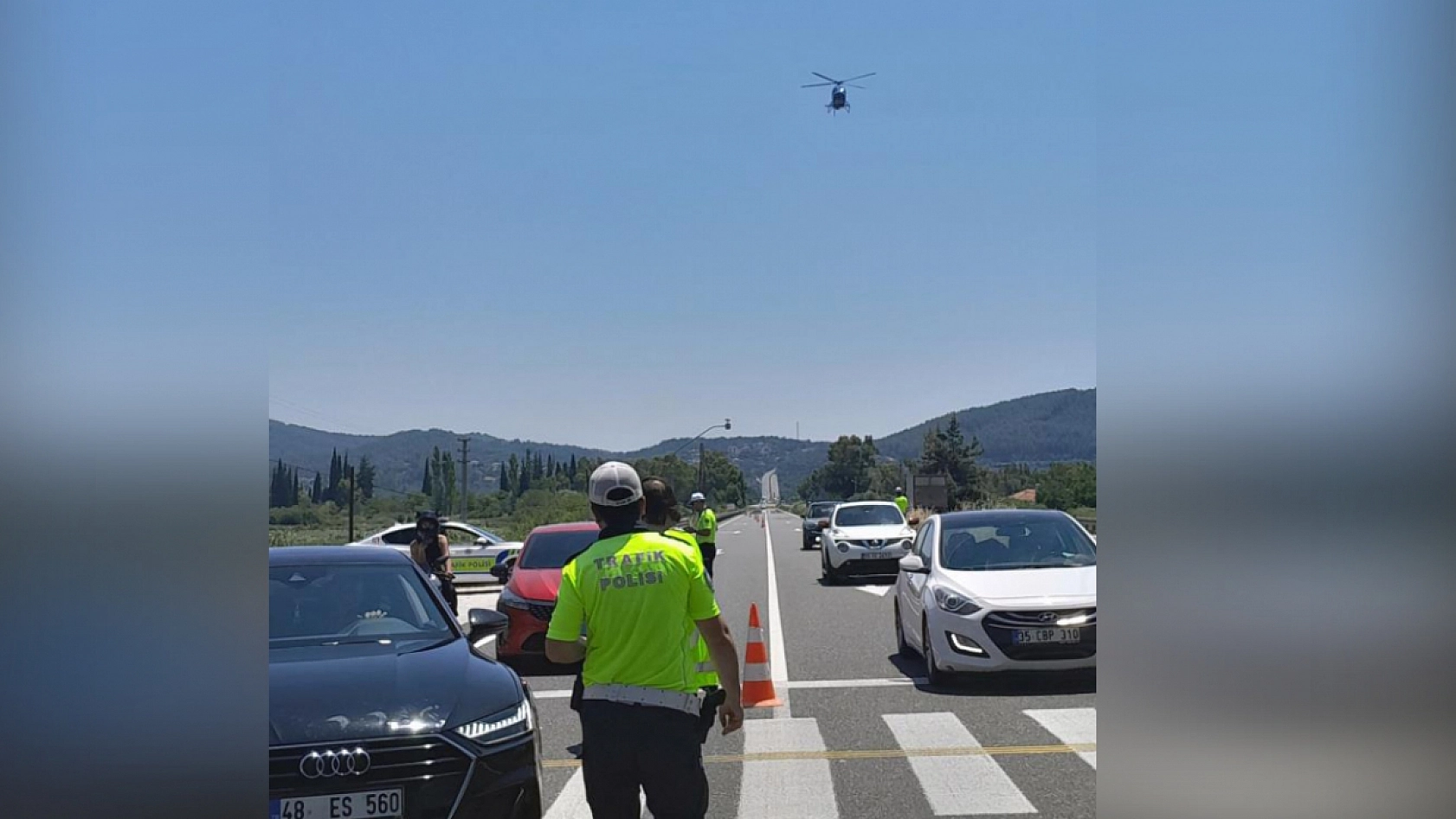 Muğla'da dron ve helikopter destekli trafik denetimi