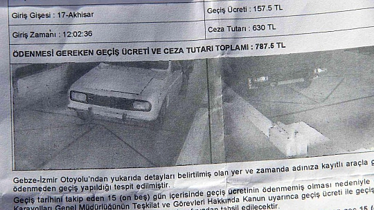 2 yıldır kullanmadığı aracına otoyol geçiş ücreti geldi