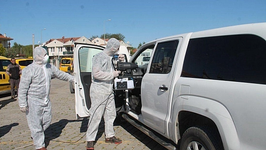 Ticari taksiler dezenfekte edildi