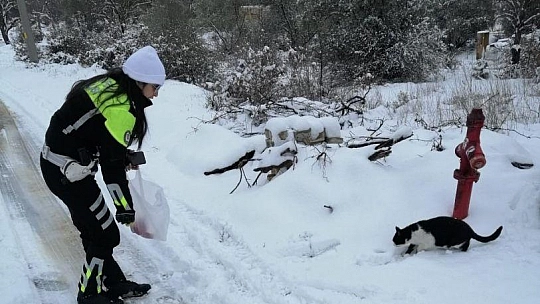 Muğla'da trafik ekipleri çocuklarla kartopu oynadı