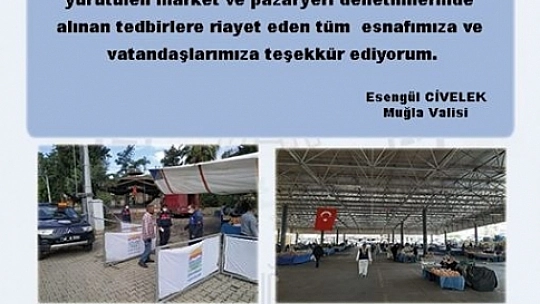 Vali Civelek'ten Muğlalılara Teşekkür