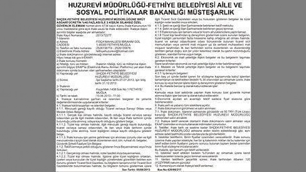HUZUREVİ MÜDÜRLÜĞÜ FETHİYE BELEDİYESİ AİLE VE SOSYAL POLİTİKALAR BAKANLIĞI MÜSTEŞARLIK