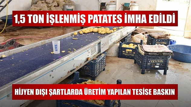 1,5 ton işlenmiş patates imha edildi