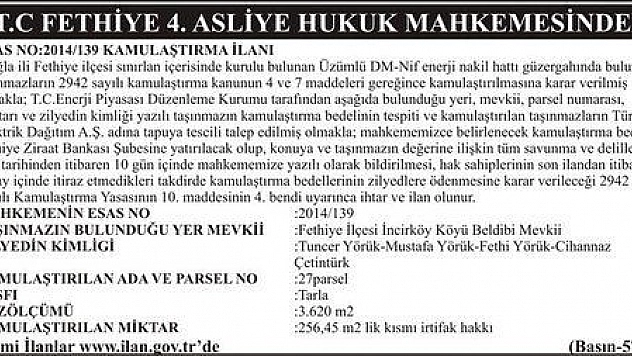 FETHİYE 4.ASLİYE HUKUK MAHKEMESİNDEN
