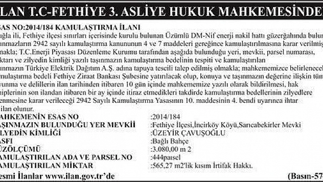 FETHİYE 3.ASLİYE HUKUK MAHKEMESİNDEN