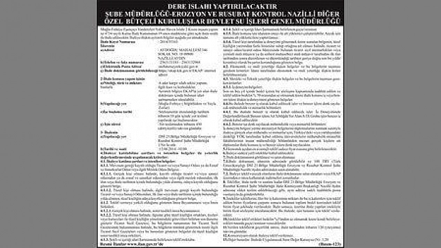 ŞUBE MÜDÜRLÜĞÜ-EROZYON VE RUSUBAT KONTROL NAZİLLİ DİĞER ÖZEL BÜTÇELİ KURLUŞLAR DEVLET SU İŞLERİ GENEL MÜDÜRLÜĞÜ