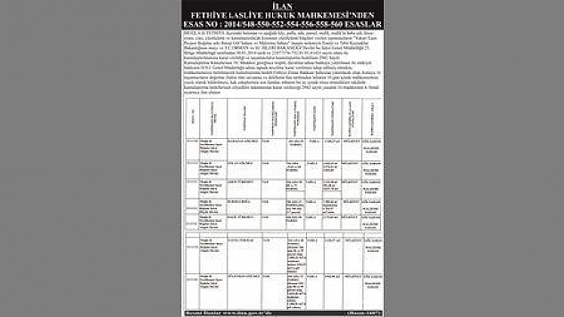 FETHİYE 1.ASLİYE HUKUK MAHKEMESİNDEN