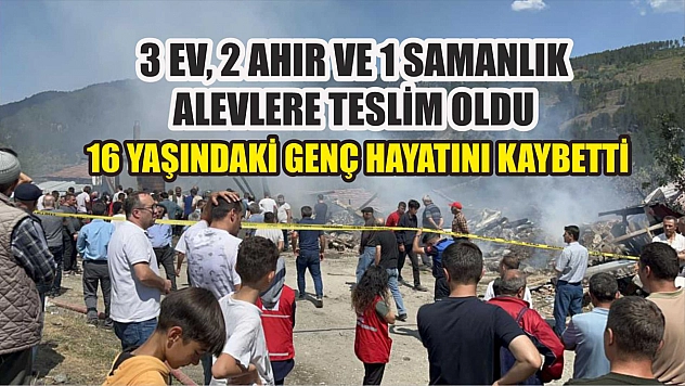 3 ev, 2 ahır ve 1 samanlık alevlere teslim oldu: 16 yaşındaki genç hayatını kaybetti