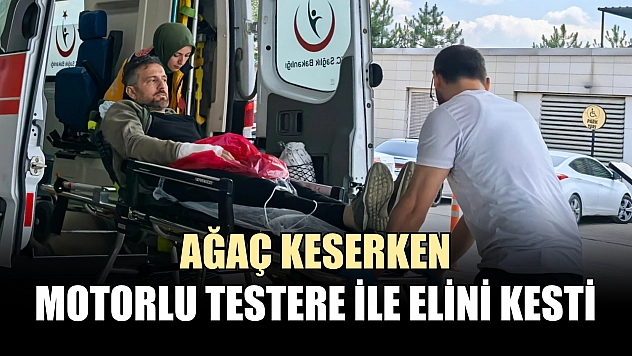 Ağaç keserken motorlu testere ile elini kesti