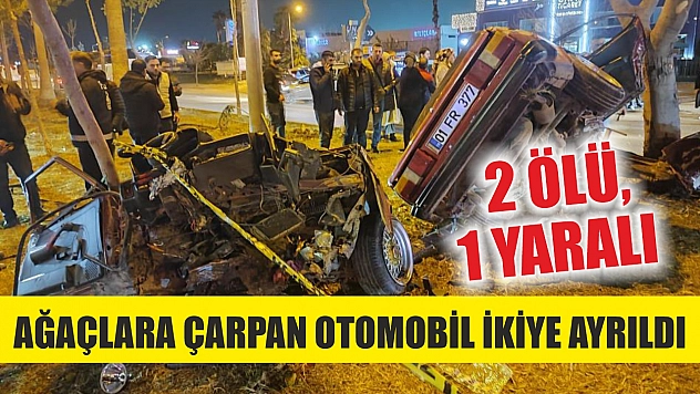 Ağaçlara çarpan otomobil ikiye ayrıldı: 2 ölü, 1 yaralı