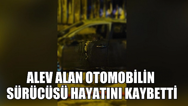 Alev alan otomobilin sürücüsü hayatını kaybetti