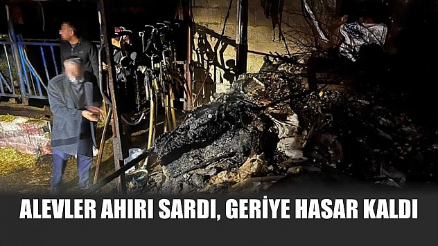 Alevler ahırı sardı, geriye hasar kaldı