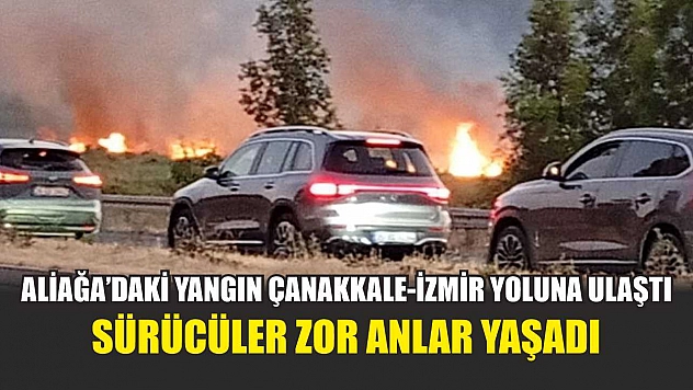 Aliağa'daki yangın Çanakkale-İzmir yoluna ulaştı, sürücüler zor anlar yaşadı
