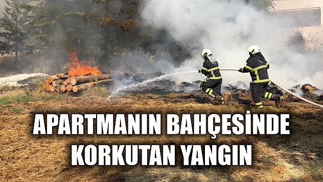 Apartmanın bahçesinde korkutan yangın
