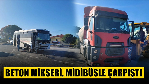 Beton mikseri, midibüsle çarpıştı