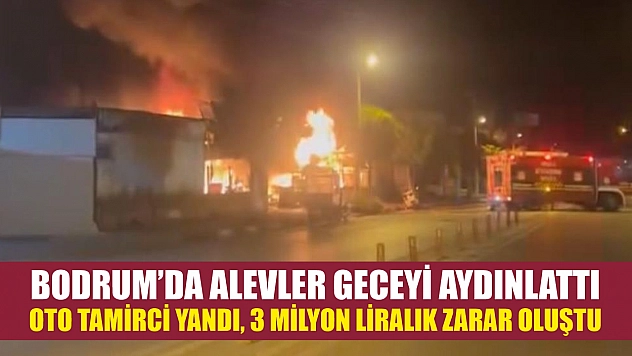 Bodrum'da alevler geceyi aydınlattı: Oto tamirci yandı, 3 milyon liralık zarar oluştu