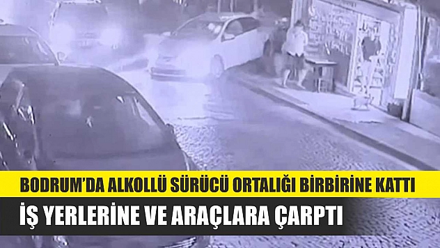 Bodrum'da alkollü sürücü ortalığı birbirine kattı: iş yerlerine ve araçlara çarptı