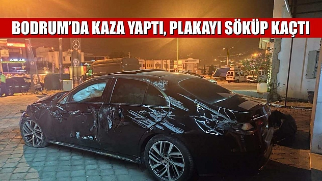 Bodrum'da kaza yaptı, plakayı söküp kaçtı