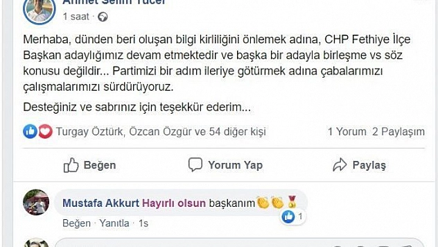 CHP'li Yücel, 'Adaylığım Devam Ediyor'