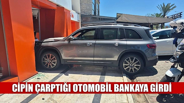 Cipin çarptığı otomobil bankaya girdi