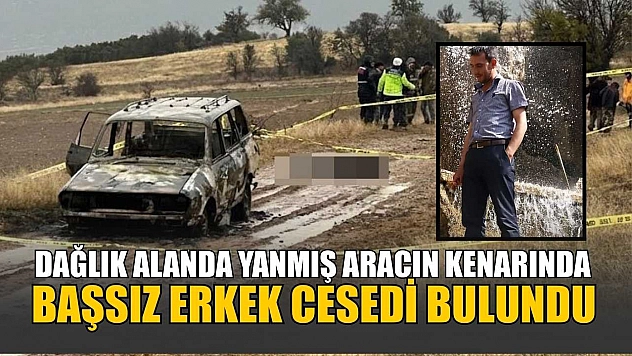 Dağlık alanda yanmış aracın kenarında başsız erkek cesedi bulundu