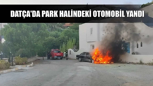Datça'da park halindeki otomobil yandı