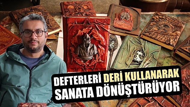 Defterleri deri kullanarak sanata dönüştürüyor