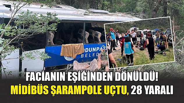 Facianın eşiğinden dönüldü! Midibüs şarampole uçtu, 28 yaralı