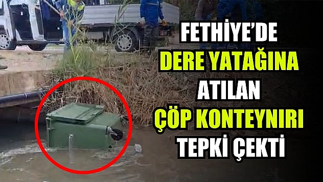 Fethiye'de Dere Yatağına Atılan Çöp Konteynırı Tepki Çekti