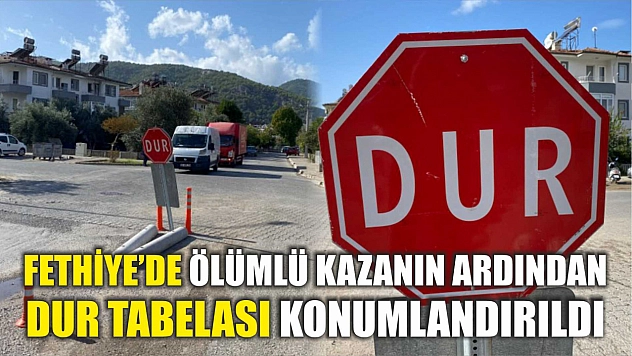 Fethiye'de Ölümlü Kazanın Ardından DUR Tabelası Konumlandırıldı