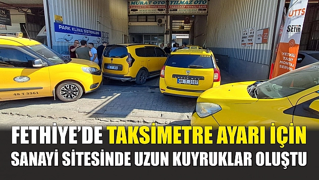 Fethiye'de taksimetre ayarı için sanayi sitesinde uzun kuyruklar oluştu