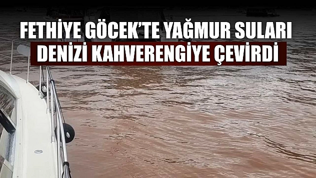 Fethiye Göcek'te yağmur suları denizi kahverengiye çevirdi