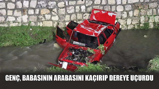 Genç, babasının arabasını kaçırıp dereye uçurdu