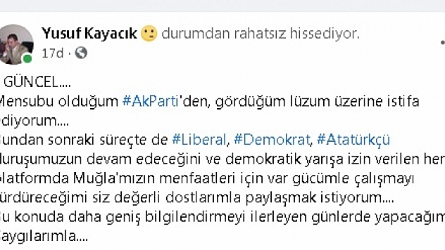 Gerçek Fethiye Gazetesi yazmıştı... Yusuf Kayacık AK Parti'den istifa etti