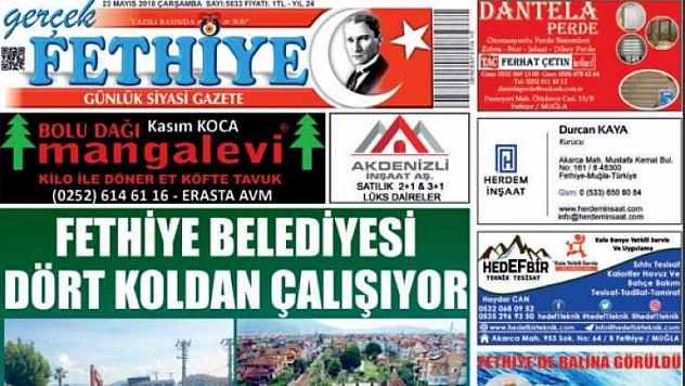 GERÇEK FETHİYE GAZETESİ 23 MAYIS 2018