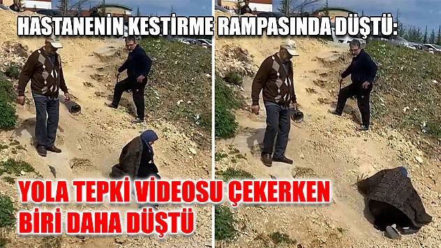 Hastanenin kestirme rampasında düştü: Yola tepki videosu çekerken biri daha düştü
