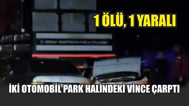 İki otomobil park halindeki vince çarptı: 1 ölü, 1 yaralı
