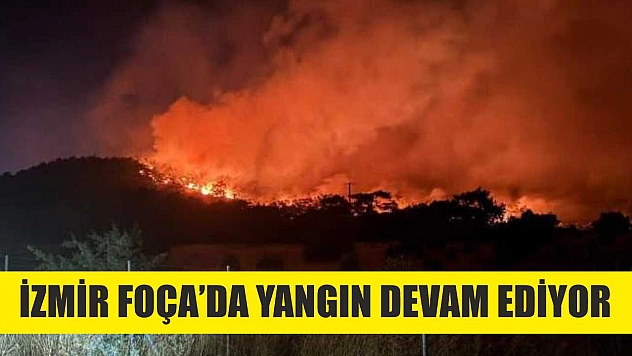 İzmir Foça'da yangın devam ediyor
