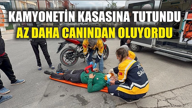 Kamyonetin kasasına tutundu, az daha canından oluyordu