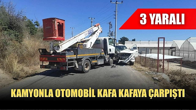Kamyonla otomobil kafa kafaya çarpıştı: 3 yaralı