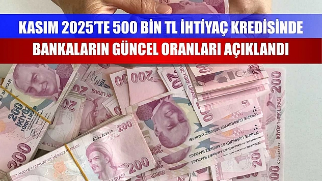 Kasım 2025'te 500 Bin TL İhtiyaç Kredisinde Bankaların Güncel Oranları Açıklandı