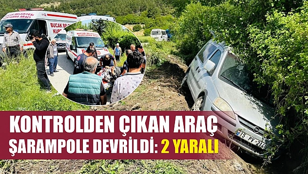 Kontrolden çıkan araç şarampole devrildi: 2 yaralı
