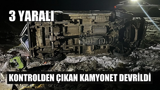 Kontrolden çıkan kamyonet devrildi: 3 yaralı