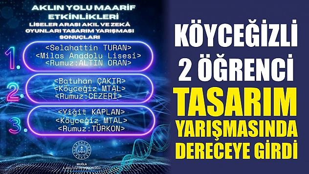 Köyceğizli 2 öğrenci tasarım yarışmasında dereceye girdi