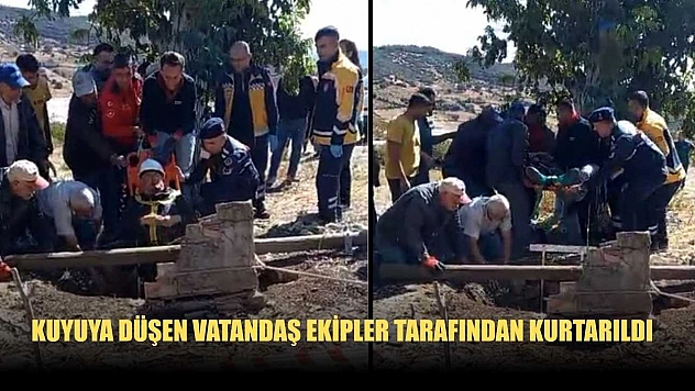 Kuyuya düşen vatandaş ekipler tarafından kurtarıldı