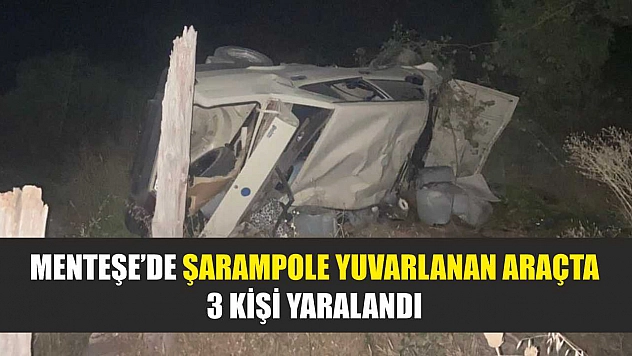 Menteşe'de şarampole yuvarlanan araçta 3 kişi yaralandı