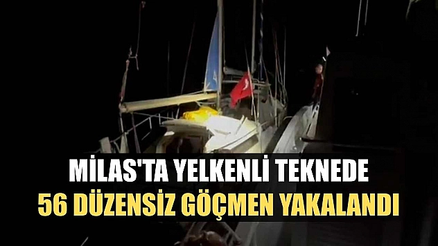 Milas'ta yelkenli teknede 56 düzensiz göçmen yakalandı