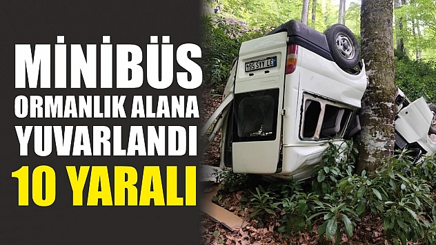 Minibüs ormanlık alana yuvarlandı: 10 yaralı